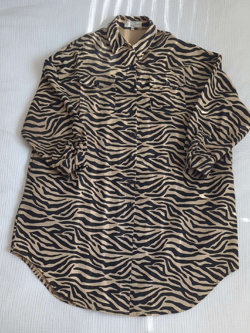 Red Sky Zebra Print Oversized Jacket - Tan & Black